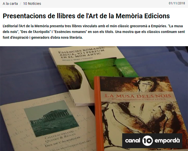 Vídeo a Canal 10 Empordà sobre la presentació al Museu d'Empúries