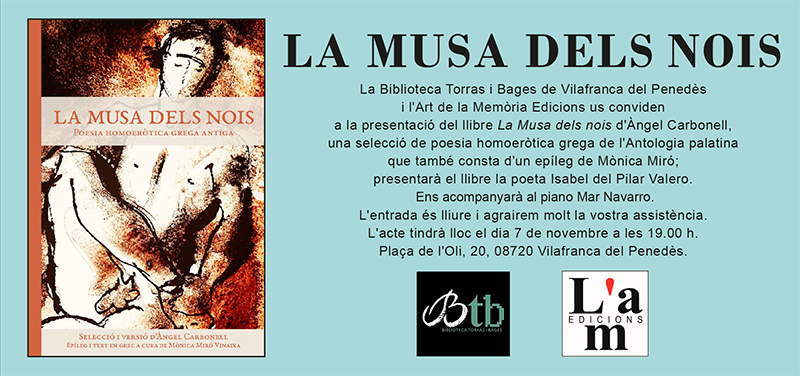 Presentació de La musa dels nois d'Àngel Carbonell a la Biblioteca Torras i Bages de Vilafranca del Penedès